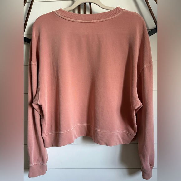 Z Supply VINTAGE Distressed Salmon Color Crew Neck Dropped Shoulder Sweatshirt - Picture 9 of 11